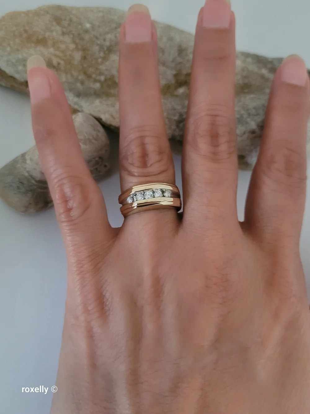 14K Yellow Gold Genuine Diamonds Band Ring Size 6.75, Solid Gold! 👌🎁